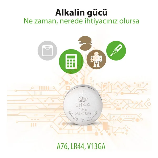 Gp A76 Lr44 1.5v 10'lu Alkalin Düğme Pil - Görsel 5