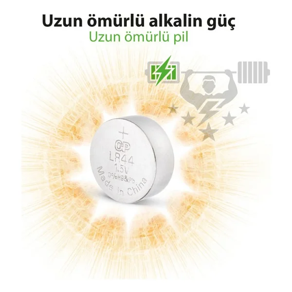 Gp A76 Lr44 1.5v 10'lu Alkalin Düğme Pil - Görsel 7