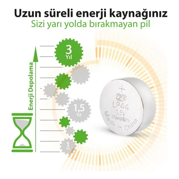 Gp A76 Lr44 1.5v 10'lu Alkalin Düğme Pil - Görsel 8