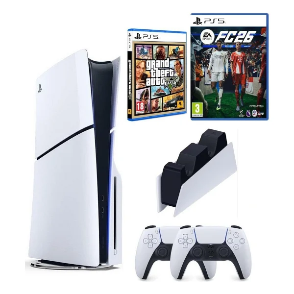 Sony Playstation 5 Slim +2.Kol Dualsense +Şarj Istasyonu +PS5 Fc26 + Gta V ( Ithalatçı Garantili) - Görsel 2