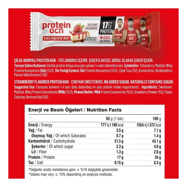 Proteinocean Çilekli Cheesecake Protein Bar 50 G (2 Adet) - Görsel 3