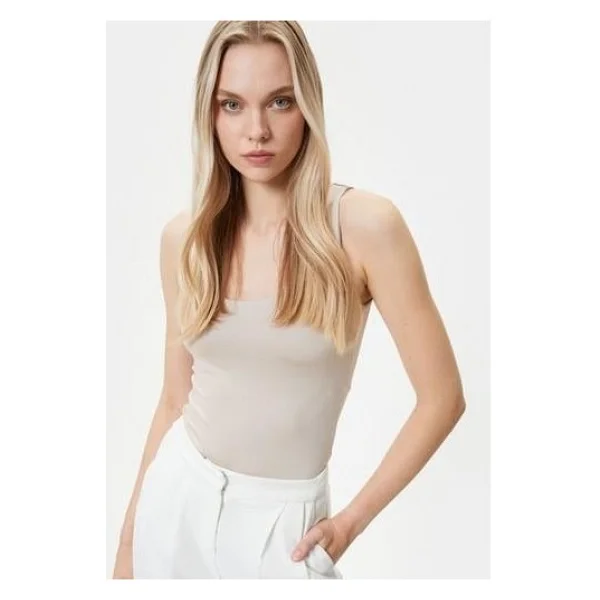 Koton Askılı Atlet Basic U Yaka Slim Fit - Beyaz - Görsel 8