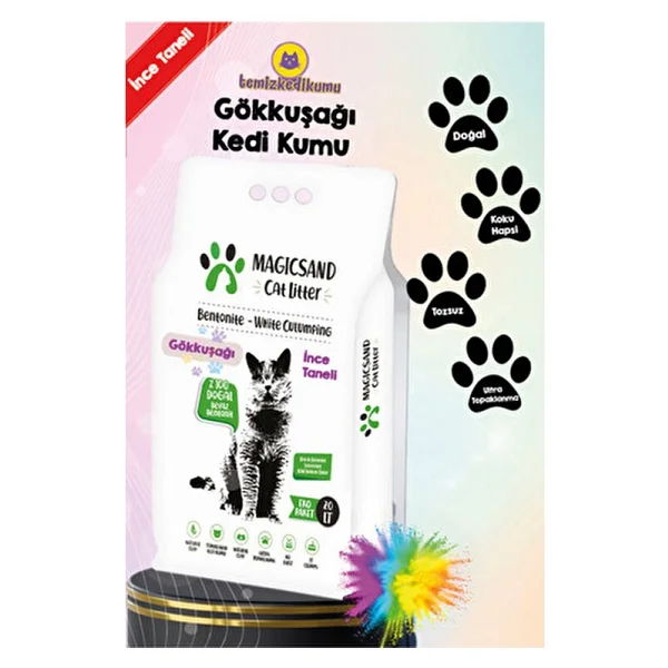 Magicsand Gökkuşağı İnce Taneli 20 Lt Bentonit Kedi Kumu - Görsel 3