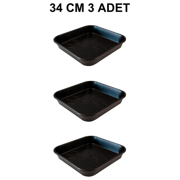 Grow Wizard Kare Saksı Altlığı 34 Cm 3 Adet - Siyah - Görsel 2