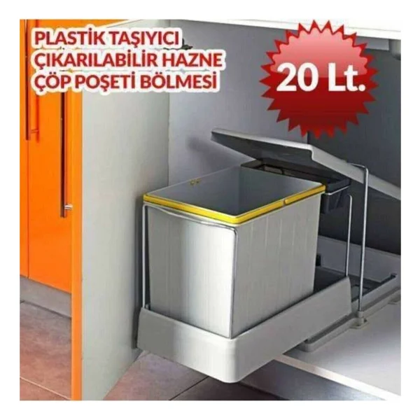 Pelikan 81550 Raylı 20 Lt Dolap İçi Çöp Kovası - Görsel 5