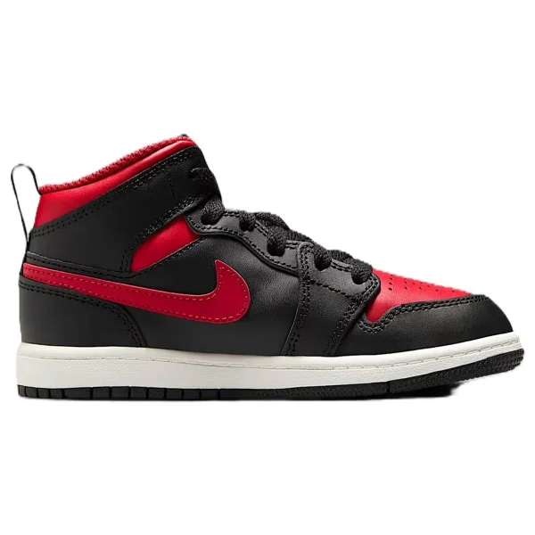 Nike Air Jordan 1 Mid PS Leather Unisex Sneaker Hakiki Deri Günlük Spor Ayakkabı Siyah Kırmızı - Görsel 6