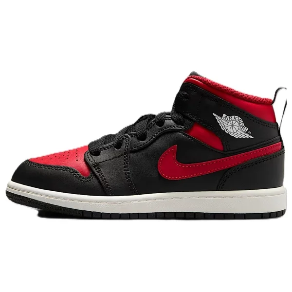 Nike Air Jordan 1 Mid PS Leather Unisex Sneaker Hakiki Deri Günlük Spor Ayakkabı Siyah Kırmızı - Görsel 2
