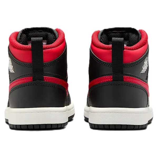 Nike Air Jordan 1 Mid PS Leather Unisex Sneaker Hakiki Deri Günlük Spor Ayakkabı Siyah Kırmızı - Görsel 4