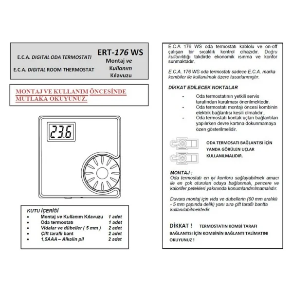 E.C.A. Ert-176 Rf 7006907522 Dijital Kablosuz Oda Termostatı - Görsel 4