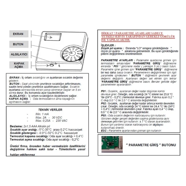 E.C.A. Ert-176 Rf 7006907522 Dijital Kablosuz Oda Termostatı - Görsel 5