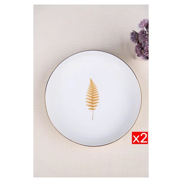 Tabak Evi Natura Fern Yaldızlı 18.5 cm 2'li Çukur Tabak - Görsel 2