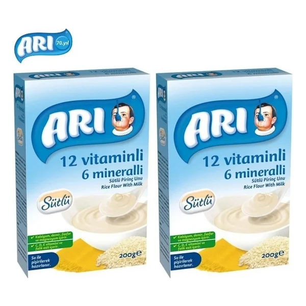 Arı Mama 12 Vitaminli 6 Mineralli Sütlü Pirinç Unu Kaşık Maması 200 Gr 2 Adet - Görsel 5