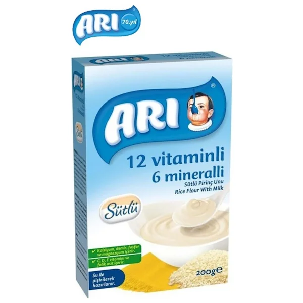 Arı Mama 12 Vitaminli 6 Mineralli Sütlü Pirinç Unu Kaşık Maması 200 Gr 2 Adet - Görsel 2