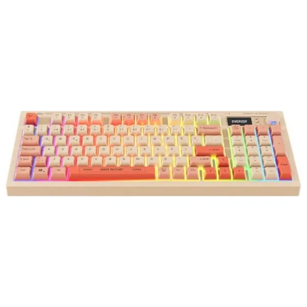Everest Silent Pro Kb-85 Bej-Pembe-Turuncu RGB Membrane Switch Kablolu/Kablosuz Oyuncu Klavyesi - Görsel 10