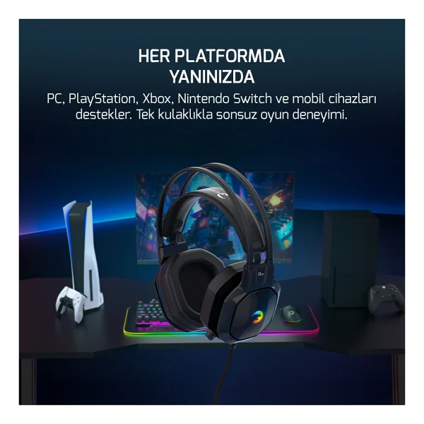 Gamepower Ryo 7.1 USB Kablolu Kulak Üstü Oyuncu Kulaklığı - Görsel 2