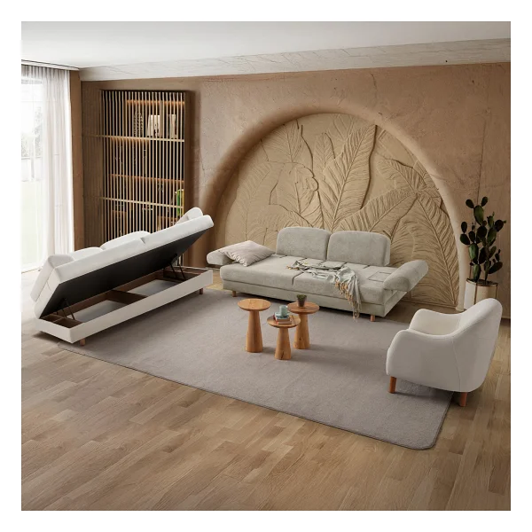 Eymense Aries Yataklı Sandıklı Koltuk Takımı 3+3+1 Sütlü Kahve - Görsel 2