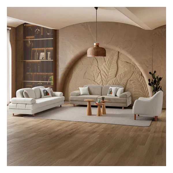 Eymense Aries Yataklı Sandıklı Koltuk Takımı 3+3+1 Sütlü Kahve - Görsel 4