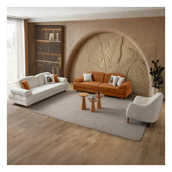 Eymense Aries Yataklı Sandıklı Koltuk Takımı 3+3+1 Turuncu - Görsel 3