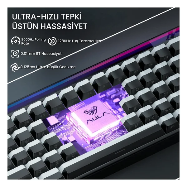 Aula Hero 68 He Siyah RGB %65 Tkl Jade King Switch Kablolu Mekanik Oyuncu Klavyesi - Görsel 4