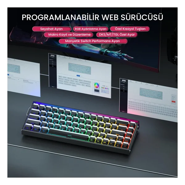 Aula Hero 68 He Siyah RGB %65 Tkl Jade King Switch Kablolu Mekanik Oyuncu Klavyesi - Görsel 6