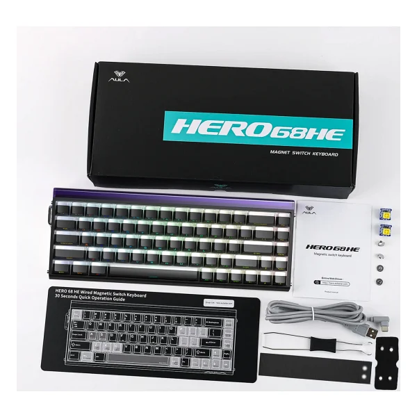 Aula Hero 68 He Siyah RGB %65 Tkl Jade King Switch Kablolu Mekanik Oyuncu Klavyesi - Görsel 9