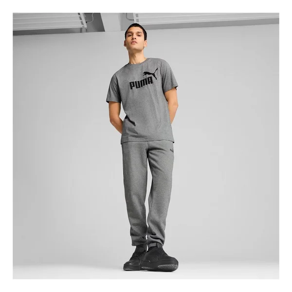 Puma Essentials No. 1 Logo 682532-03 Gri Kısa Kollu Yuvarlak Yaka Erkek Tişört - Görsel 3