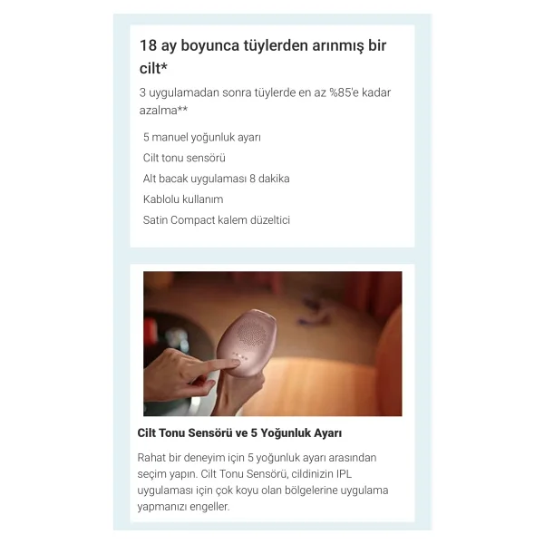 Ipl Lazer Epilasyon Cihazı, 2 Akıllı Başlık (Vücut Ve Yüz Başlığı), + Tüy Alma Cihazı +Tıraş Makinesi + Lambader (Onerous) - Beyaz - Görsel 8