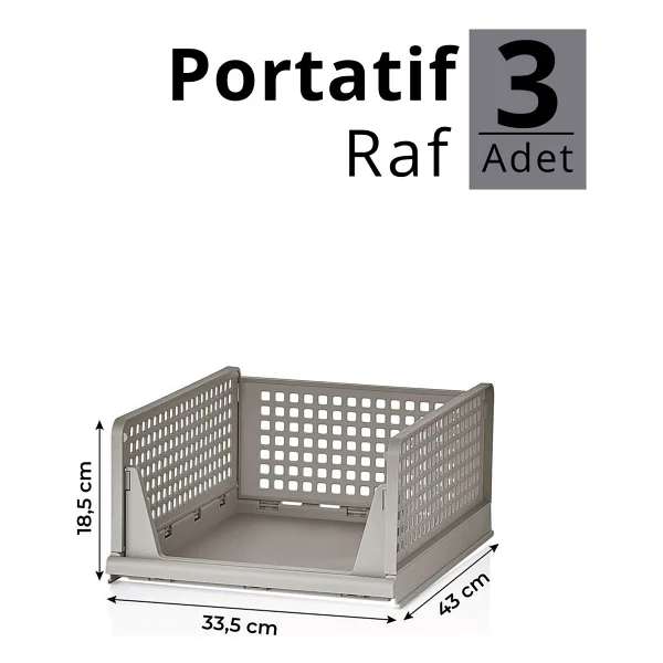 Mithra Life 3 Lü Kayar Raf Organizer - Bej Rengi Dolap İçi Kıyafet, Aksesuar Düzenleyici Mıt1259 - Görsel 4