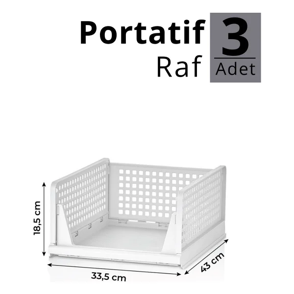 Mithra Life 3 Lü Kayar Raf Organizer - Beyaz Dolap İçi Kıyafet, Aksesuar Düzenleyici Mıt1261 - Görsel 4