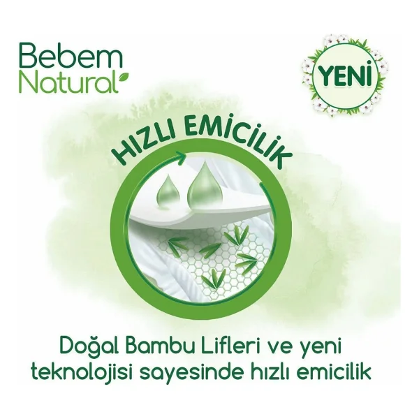 Bebem Natural 6 Numara Ekstra Large 64'lü 5 Adet Bebek Bezi - Görsel 4