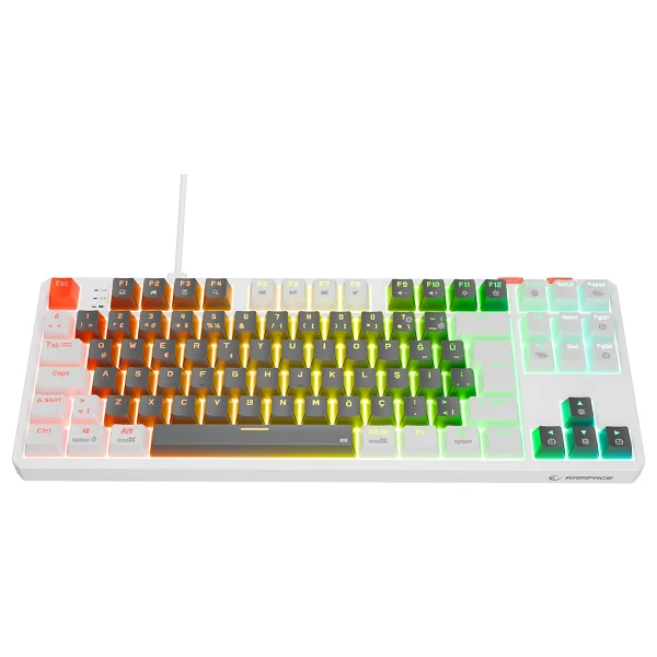 Rampage Yoru Gri-Beyaz RGB Tkl Red Switch Kablolu Mekanik Oyuncu Klavyesi - Görsel 3