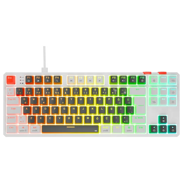 Rampage Yoru Gri-Beyaz RGB Tkl Red Switch Kablolu Mekanik Oyuncu Klavyesi - Görsel 2
