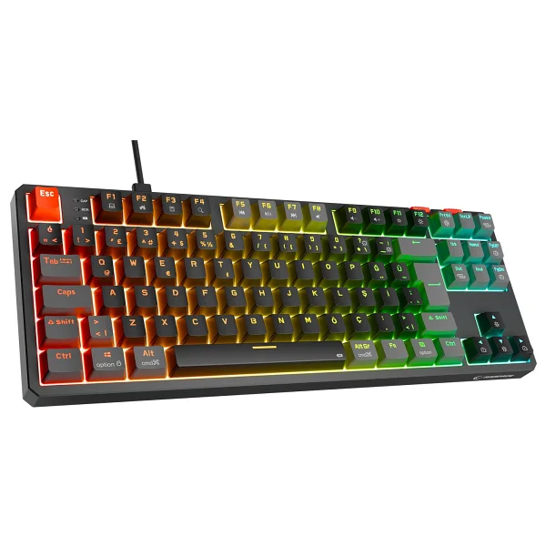 Rampage Yoru Gri-Siyah RGB Tkl Red Switch Kablolu Mekanik Oyuncu Klavyesi - Görsel 10