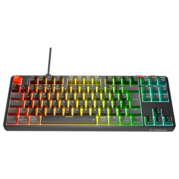 Rampage Yoru Gri-Siyah RGB Tkl Red Switch Kablolu Mekanik Oyuncu Klavyesi - Görsel 3