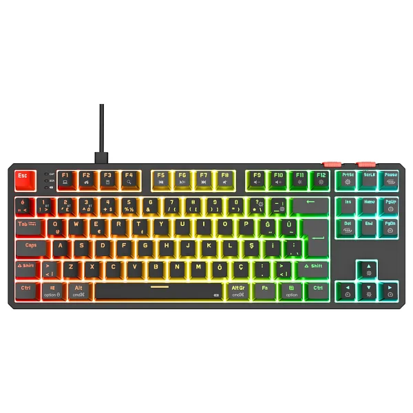 Rampage Yoru Gri-Siyah RGB Tkl Red Switch Kablolu Mekanik Oyuncu Klavyesi - Görsel 2