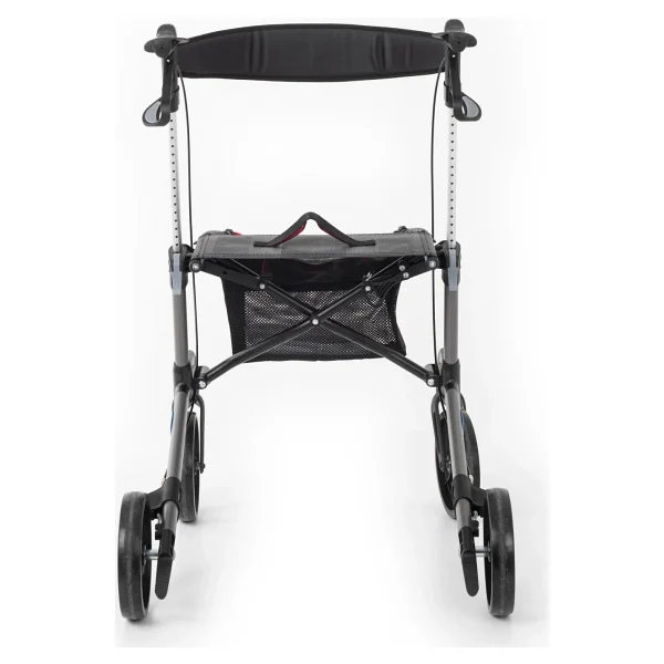 Comfort Plus Rolatör Yürüteç Gri Alüminyum Şase, Katlanabilir 8" Frenli Tekerlekli, Oturaklı Ve Se - Görsel 4