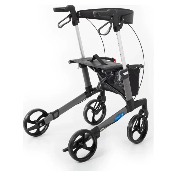 Comfort Plus Rolatör Yürüteç Gri Alüminyum Şase, Katlanabilir 8" Frenli Tekerlekli, Oturaklı Ve Se - Görsel 6