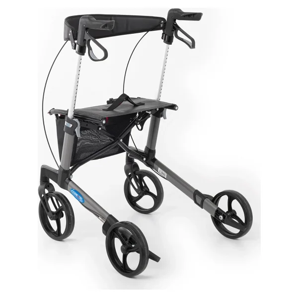Comfort Plus Rolatör Yürüteç Gri Alüminyum Şase, Katlanabilir 8" Frenli Tekerlekli, Oturaklı Ve Se - Görsel 7