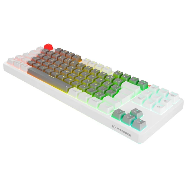 Rampage Yoru Pro Gri-Beyaz RGB Tkl Red Switch Kablolu/Kablosuz Mekanik Oyuncu Klavyesi - Görsel 4