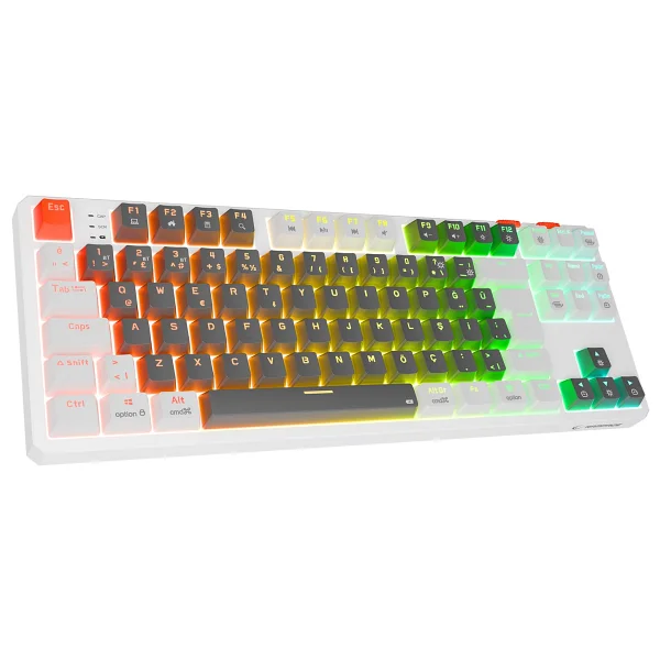 Rampage Yoru Pro Gri-Beyaz RGB Tkl Red Switch Kablolu/Kablosuz Mekanik Oyuncu Klavyesi - Görsel 8