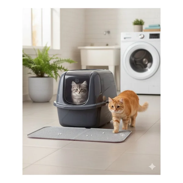 Silikon Mama Ve Kum Matı Havuzlu Yıkanabilir Kedi Tuvaleti Önü Kedi Kumu Paspası Büyük Boy - Görsel 2
