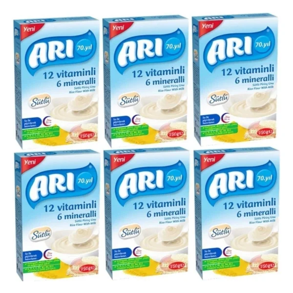 Arı Mama 12 Vitaminli 6 Mineralli Sütlü Pirinç Unu Kaşık Maması 250 Gr 6 Adet - Görsel 2