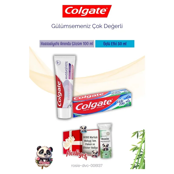 Colgate Diş Macun Hassasiyete Anında Çözüm,Üçlü Etki Ve Rosie Makyaj Pamuğu - Görsel 6