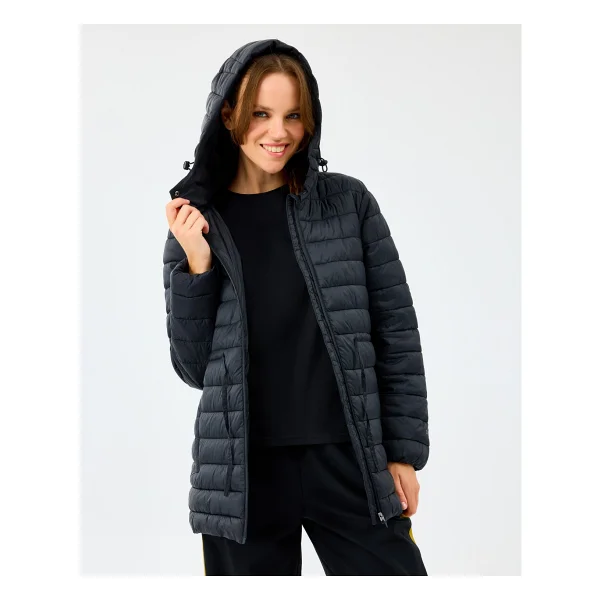 Skechers Light Weight Quilted S2520206 Kapüşonlu Kadın Şişme Mont - Görsel 5