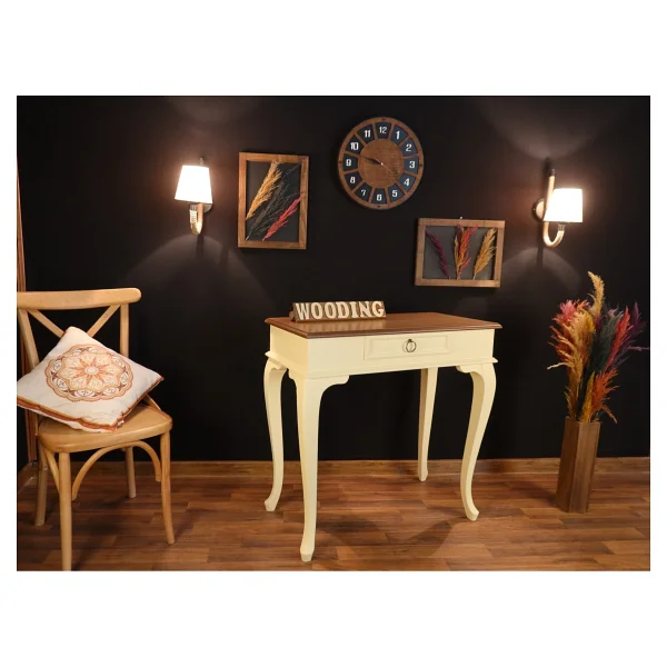 Wooding Mobilya Wooding 80 Cm Çekmeceli Masif Krem Naturel Dresuar - Görsel 2