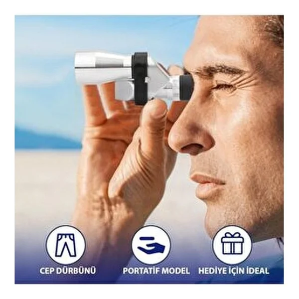 Triline 8x20 HD Çözünürlük 1000m Görüş Taşınabilir Metal Monoküler Mini Cep Dürbün - Görsel 4
