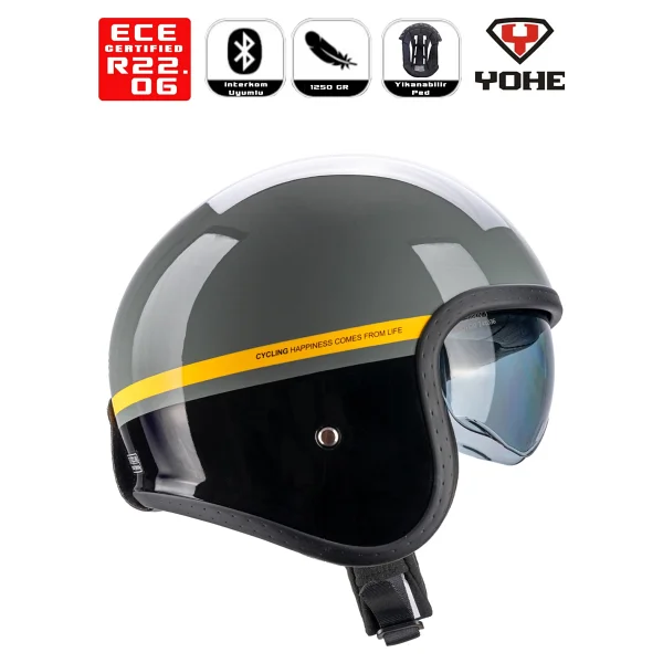Yohe Retro Motor Kaskı (Ece-22.06) - XL - Görsel 6