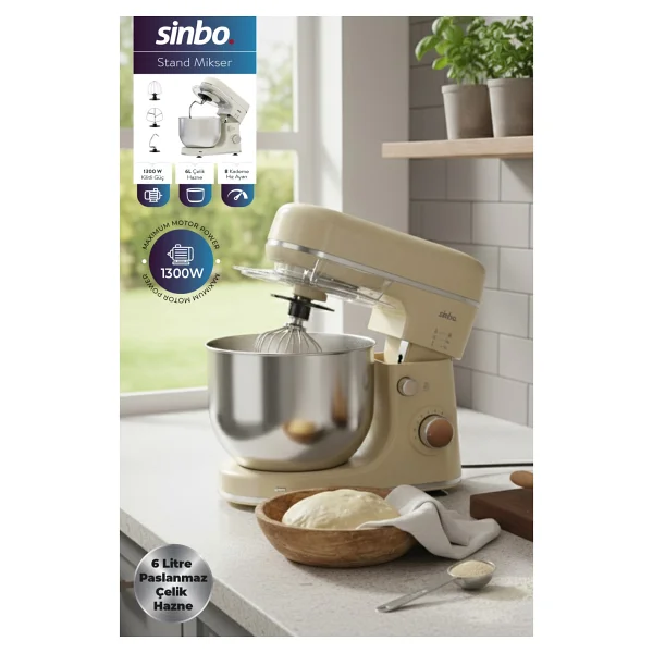 Sinbo Smx-2769 3in1 1300 W 6 Lt Hamur Yoğurma Makinesi - Görsel 6