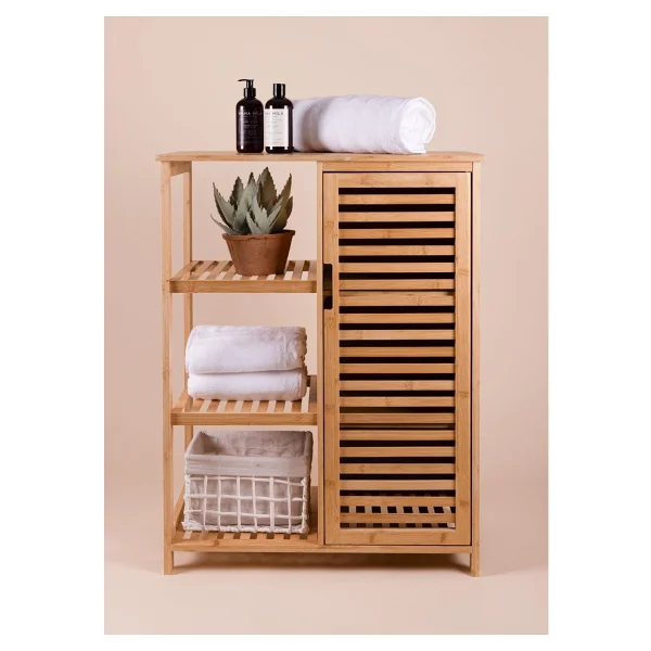 The Mia Bambu 87x66x33 cm 4 Raflı Tek Kapaklı Çok Amaçlı Dolap - Görsel 2