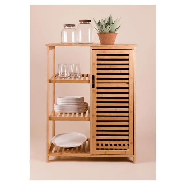 The Mia Bambu 87x66x33 cm 4 Raflı Tek Kapaklı Çok Amaçlı Dolap - Görsel 3